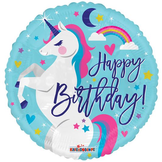 Unicornio de cumpleaños de relaciones públicas