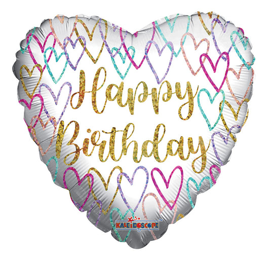 Corazones de cumpleaños holográficos de relaciones públicas