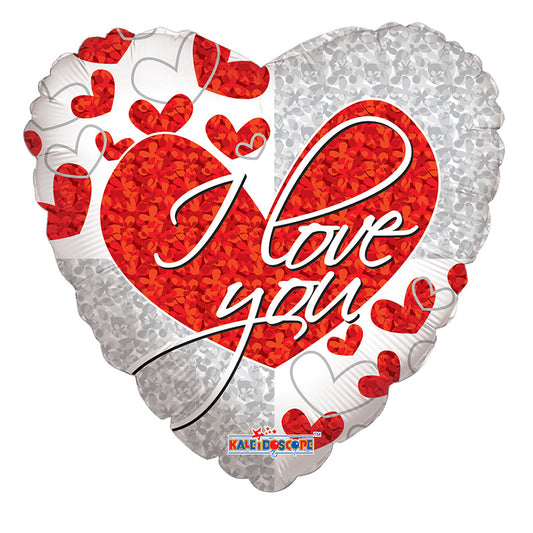 PR I Love You Silver & Red Hearts