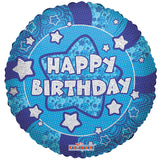PR Holográfico Azul Feliz Cumpleaños