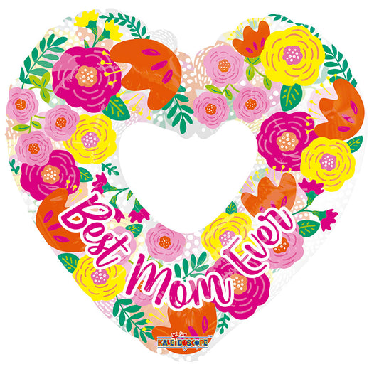 PR Best Mom Ever Flowers On Heart Cv