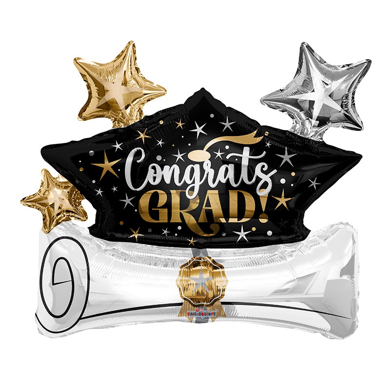 Congrats Grad Cap Diploma Stars