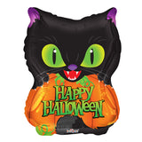 Gato y calabaza de Halloween de relaciones públicas